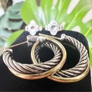 ❤️ David Yurman 23mm Crossover Hoop Earrings with 18K